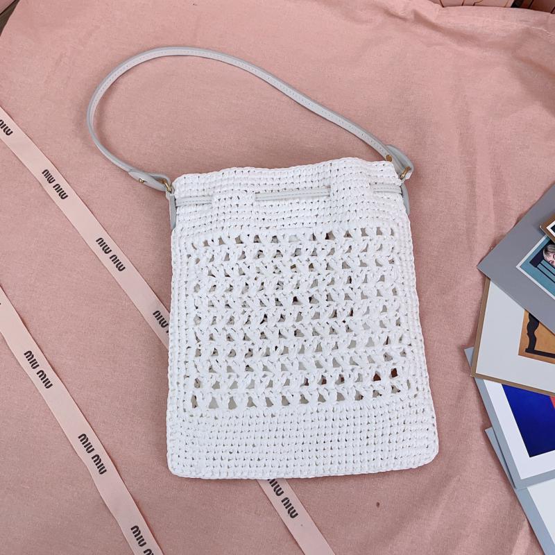 Miu Miu Woven fabric mini-bag 5ND016 White