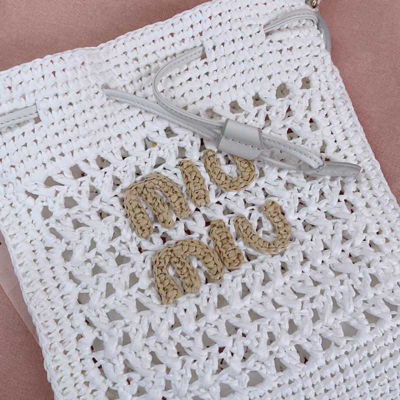 Miu Miu Woven fabric mini-bag 5ND016 White