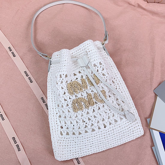 Miu Miu Woven fabric mini-bag 5ND016 White