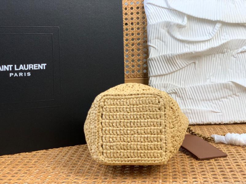 Saint Laurent Raffia Mini Joe Bucket Bag 774297