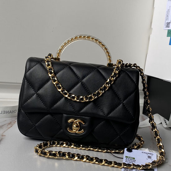 Small Chanel Flap Bag with Top Handle AS4848 Black