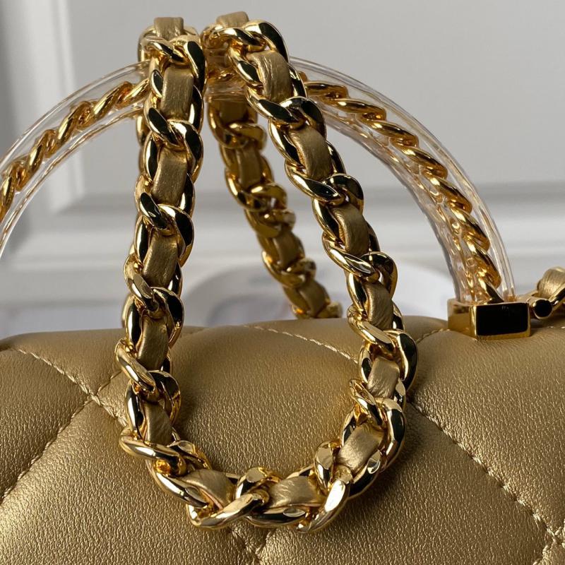 Small Chanel Flap Bag with Top Handle AS4848 Gold