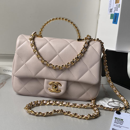 Small Chanel Flap Bag with Top Handle AS4848 Pink