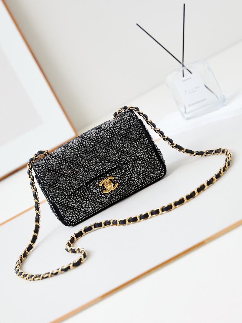 Small Chanel Flap Evening Bag with Crystal A01116 Black