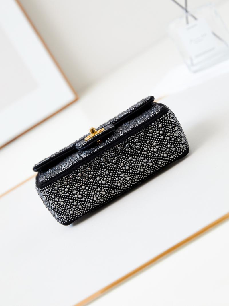 Small Chanel Flap Evening Bag with Crystal A01116 Black