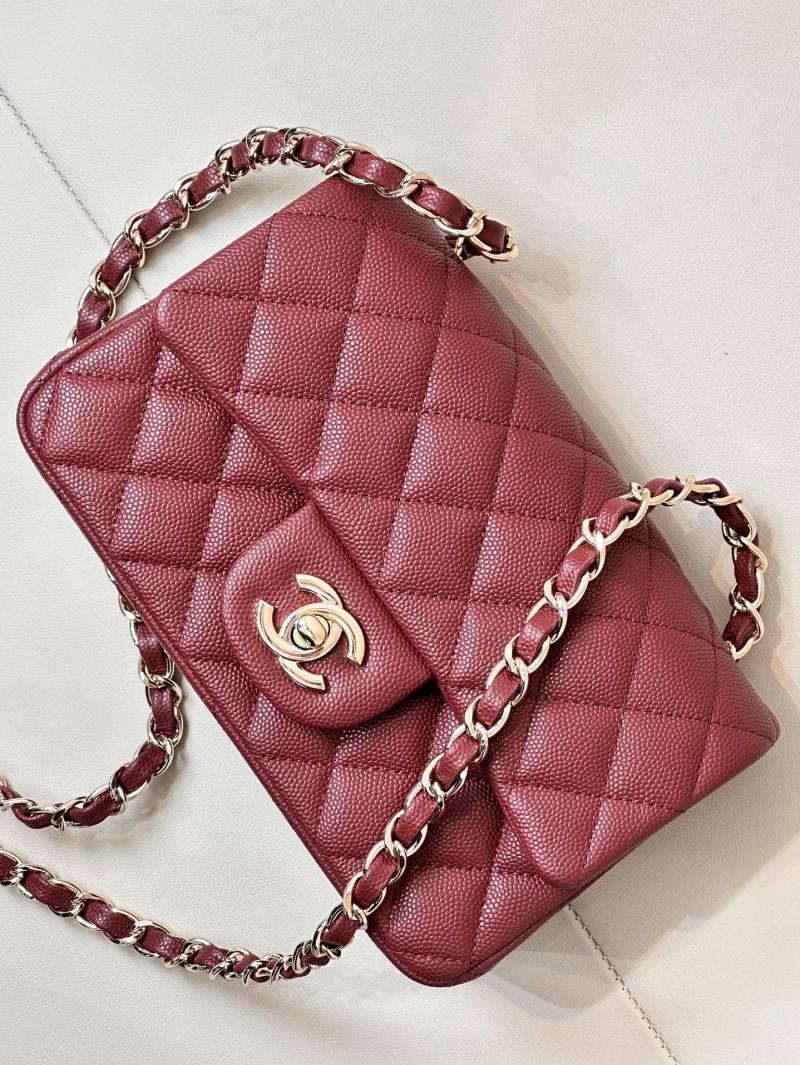 Small Chanel Grained Calfskin Flap Bag A01116 Burgundy