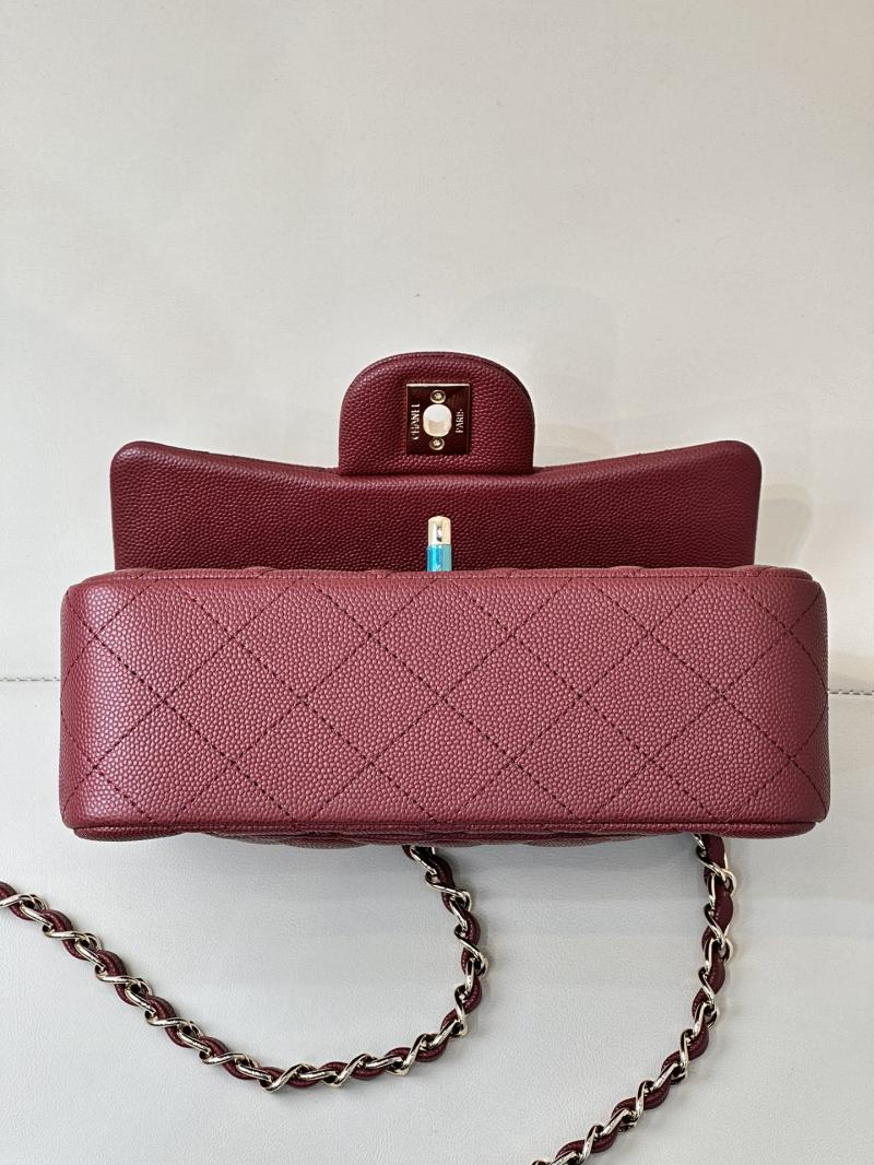 Small Chanel Grained Calfskin Flap Bag A01116 Burgundy