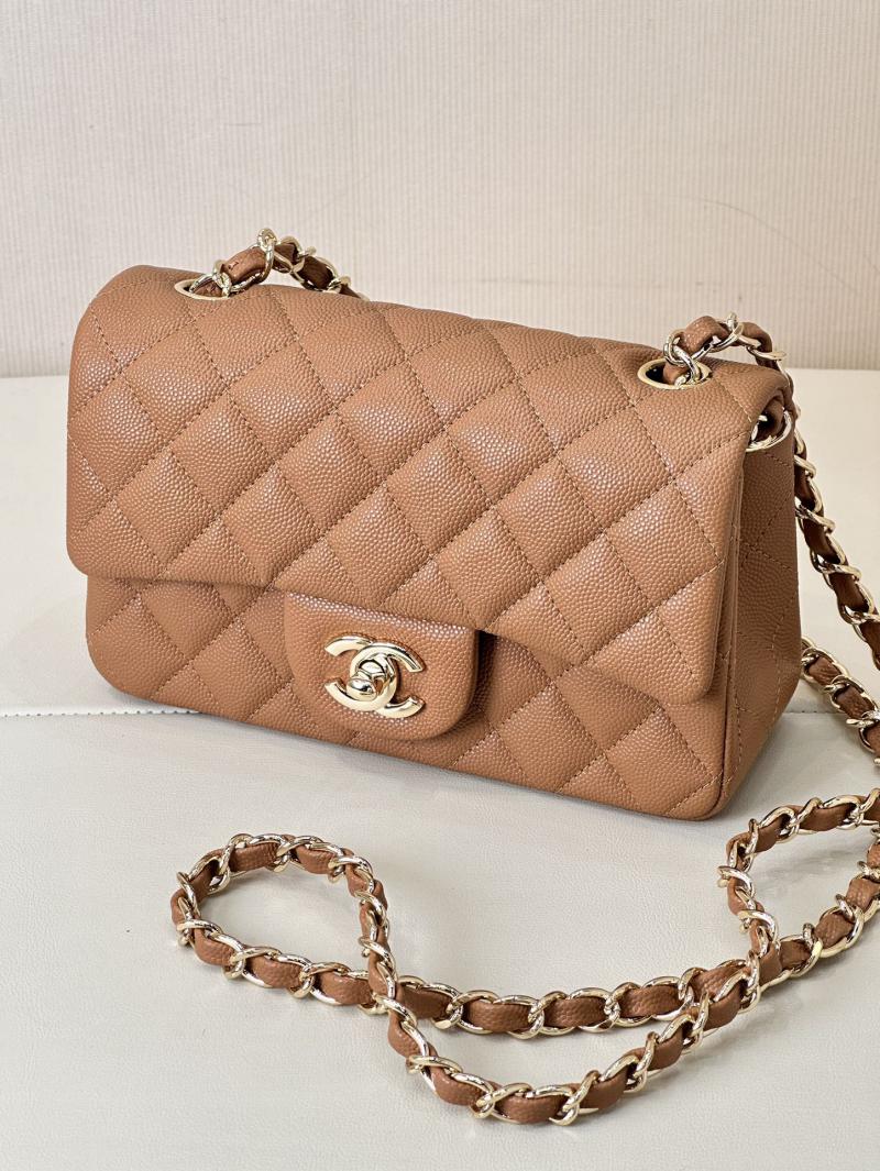 Small Chanel Grained Calfskin Flap Bag A01116 Caramel