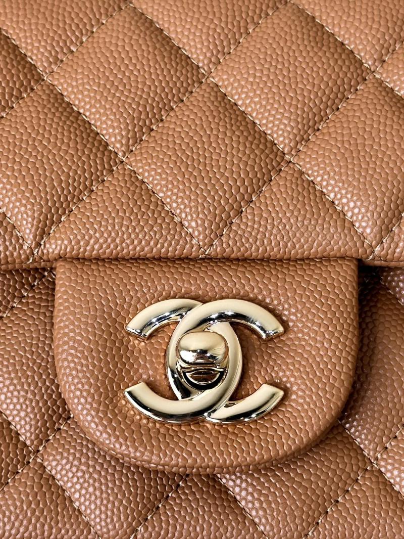 Small Chanel Grained Calfskin Flap Bag A01116 Caramel