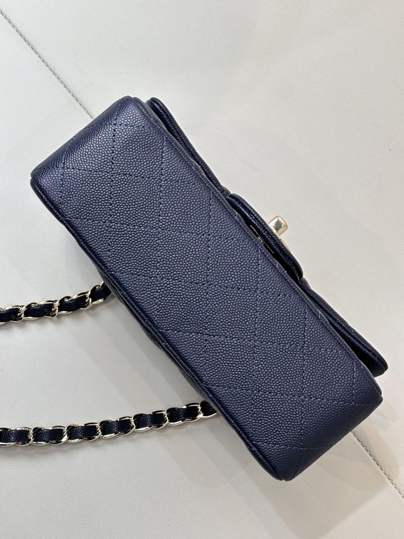 Small Chanel Grained Calfskin Flap Bag A01116 Navy Blue