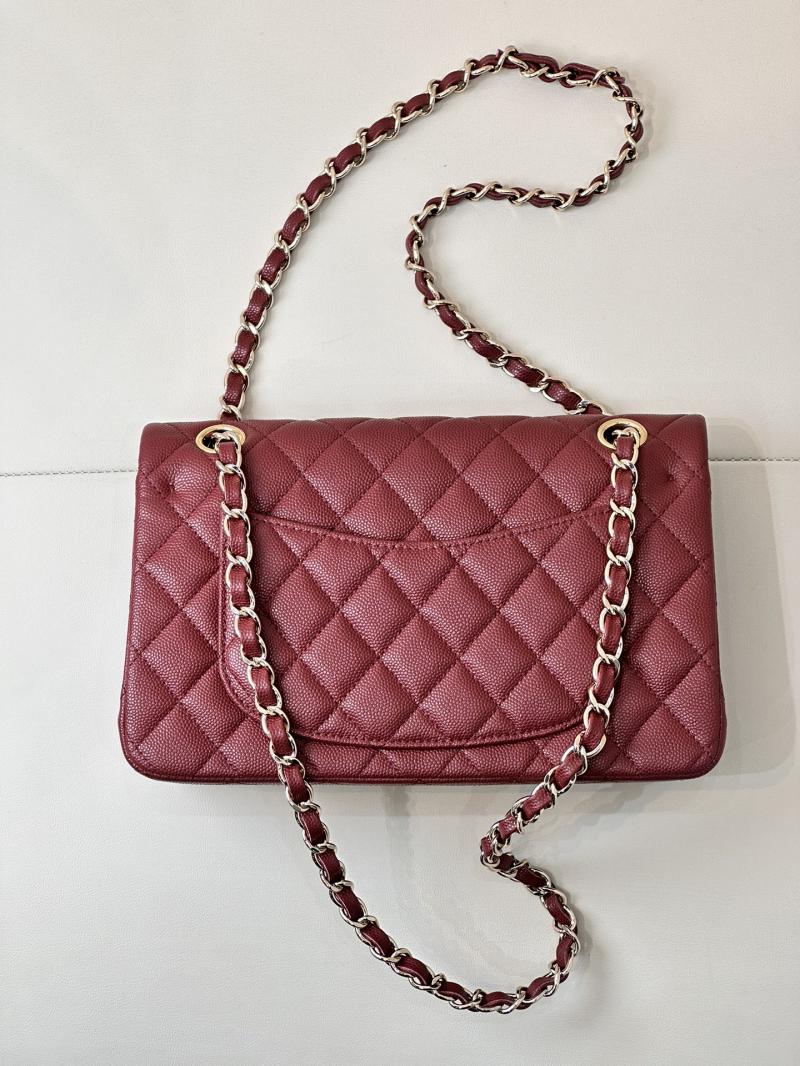 Small Chanel Grained Calfskin Flap Bag A01117 Burgundy