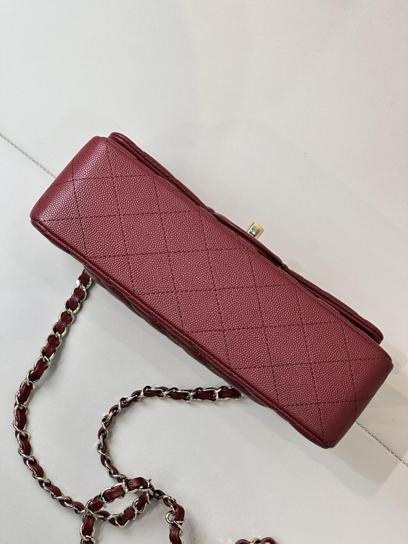 Small Chanel Grained Calfskin Flap Bag A01117 Burgundy