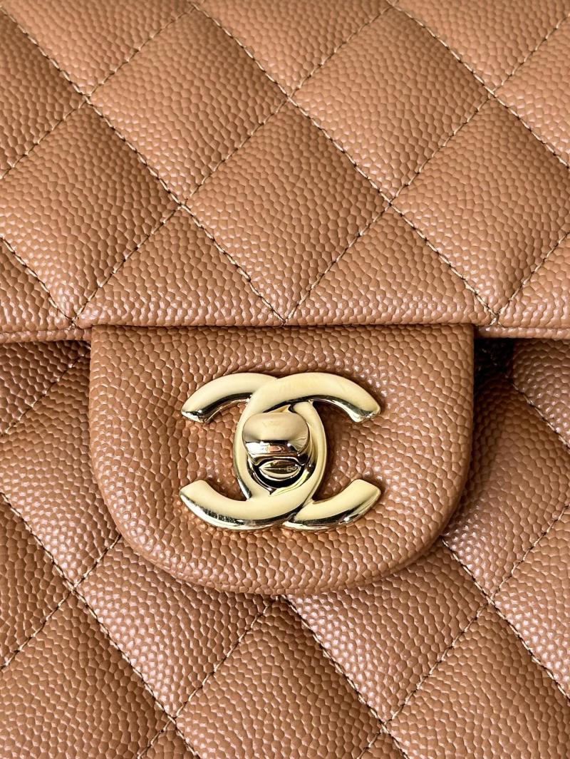 Small Chanel Grained Calfskin Flap Bag A01117 Caramel