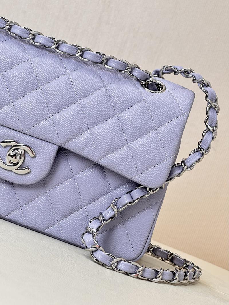 Small Chanel Grained Calfskin Flap Bag A01117 Lavender purple