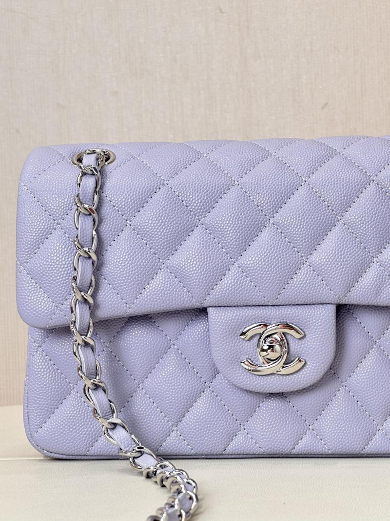 Small Chanel Grained Calfskin Flap Bag A01117 Lavender purple