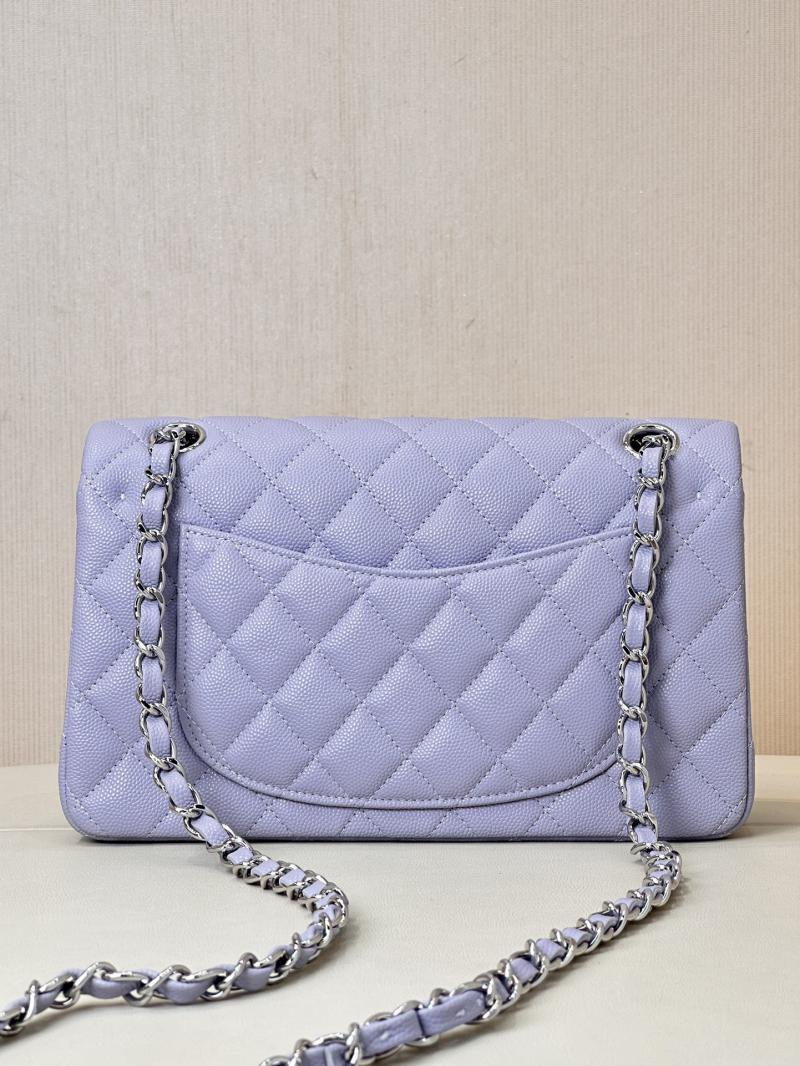 Small Chanel Grained Calfskin Flap Bag A01117 Lavender purple