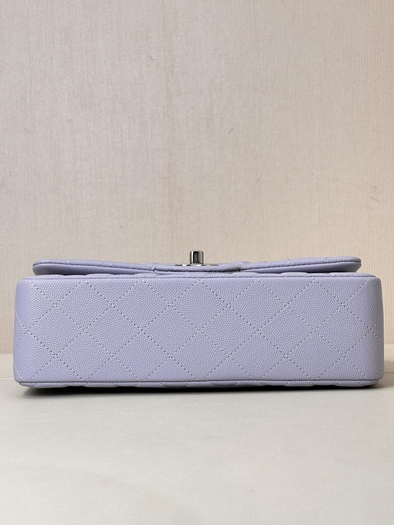 Small Chanel Grained Calfskin Flap Bag A01117 Lavender purple