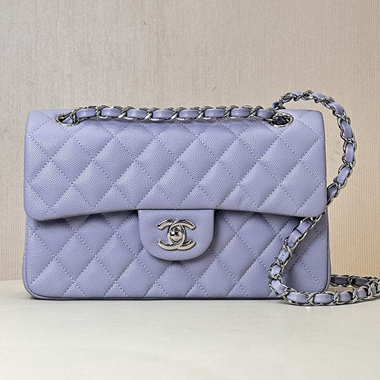 Small Chanel Grained Calfskin Flap Bag A01117 Lavender purple