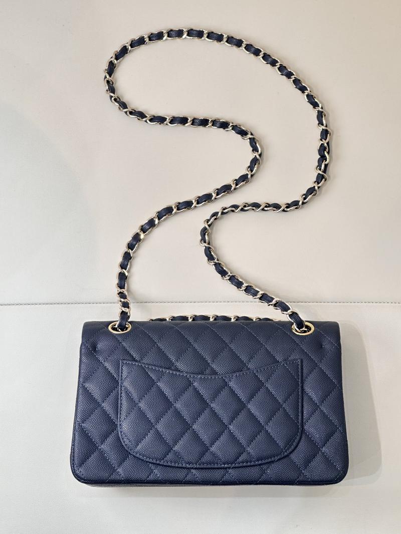 Small Chanel Grained Calfskin Flap Bag A01117 Navy Blue