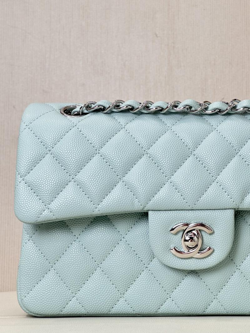 Small Chanel Grained Calfskin Flap Bag A01117 Teal