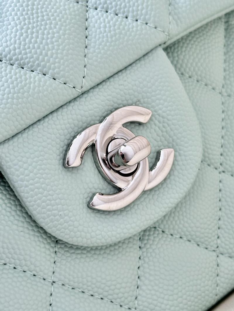 Small Chanel Grained Calfskin Flap Bag A01117 Teal