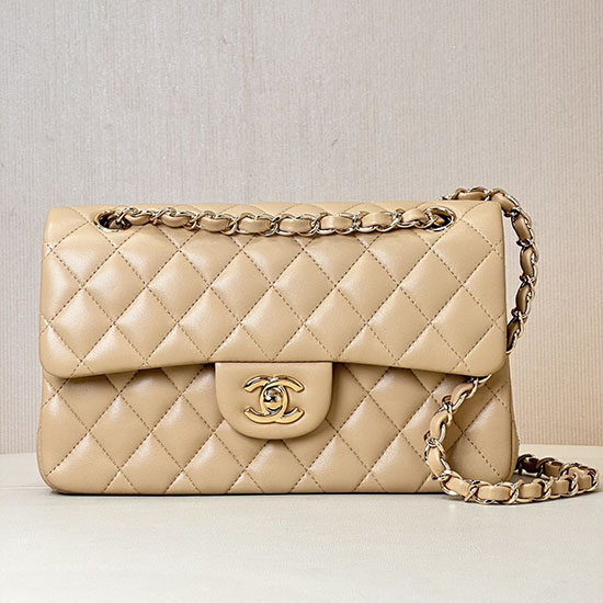 Small Chanel Lambskin Flap Bag A01117 Beige