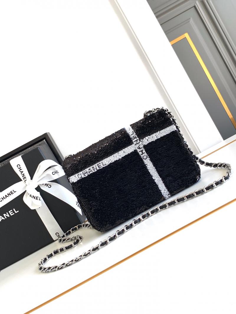 Small Chanel Sequins Flap Bag AS2090 Black