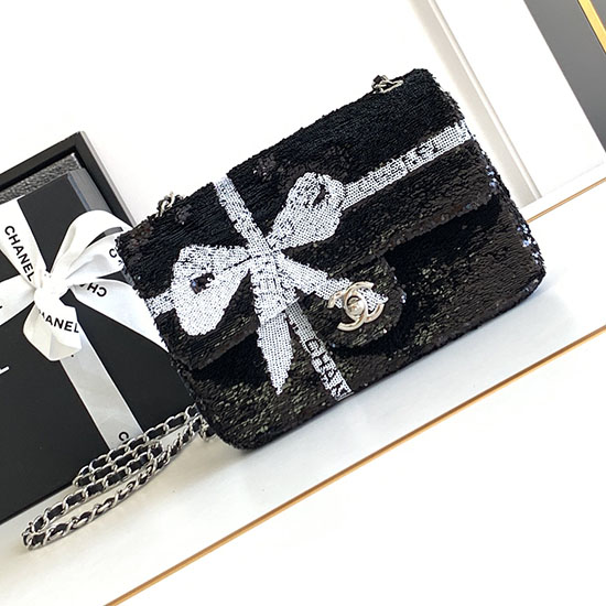 Small Chanel Sequins Flap Bag AS2090 Black