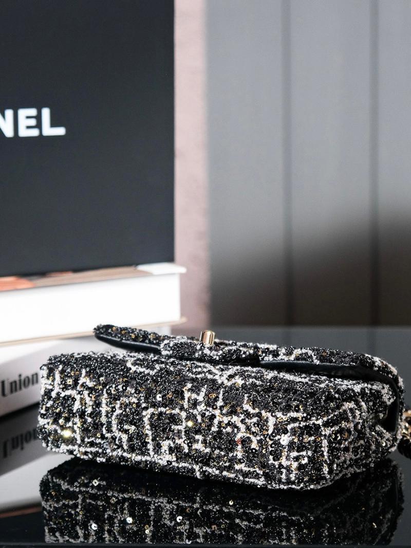 Small Chanel Sequins Tweed Flap Bag CF2420 Black