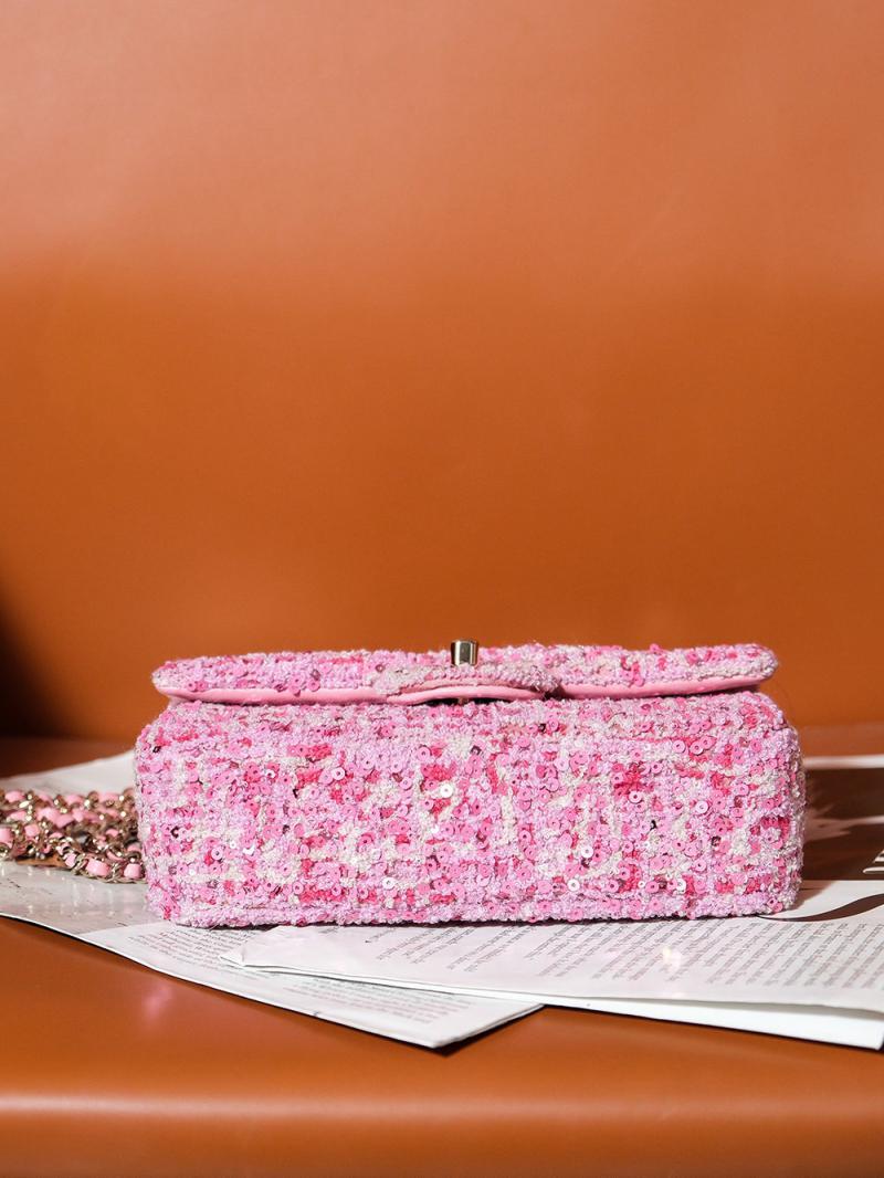 Small Chanel Sequins Tweed Flap Bag CF2420 Pink