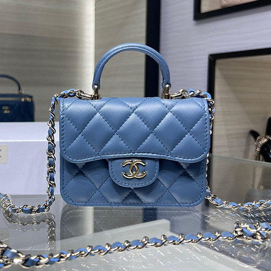 Chanel Flap Coin Purse With Chain AP2200 Blue