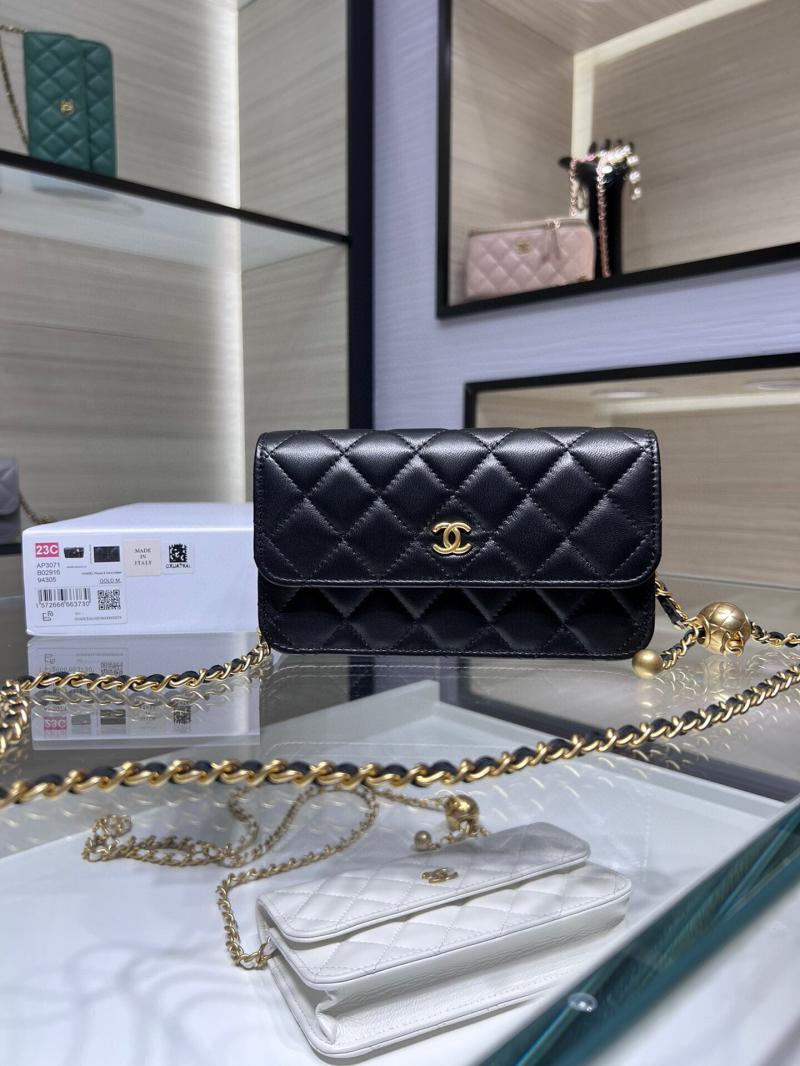 Chanel Lambskin Chain Wallet AP3071 Black