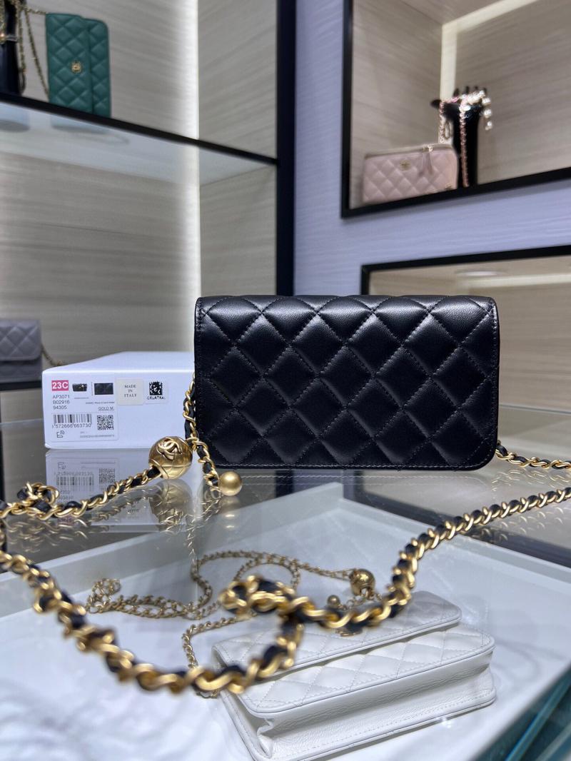 Chanel Lambskin Chain Wallet AP3071 Black