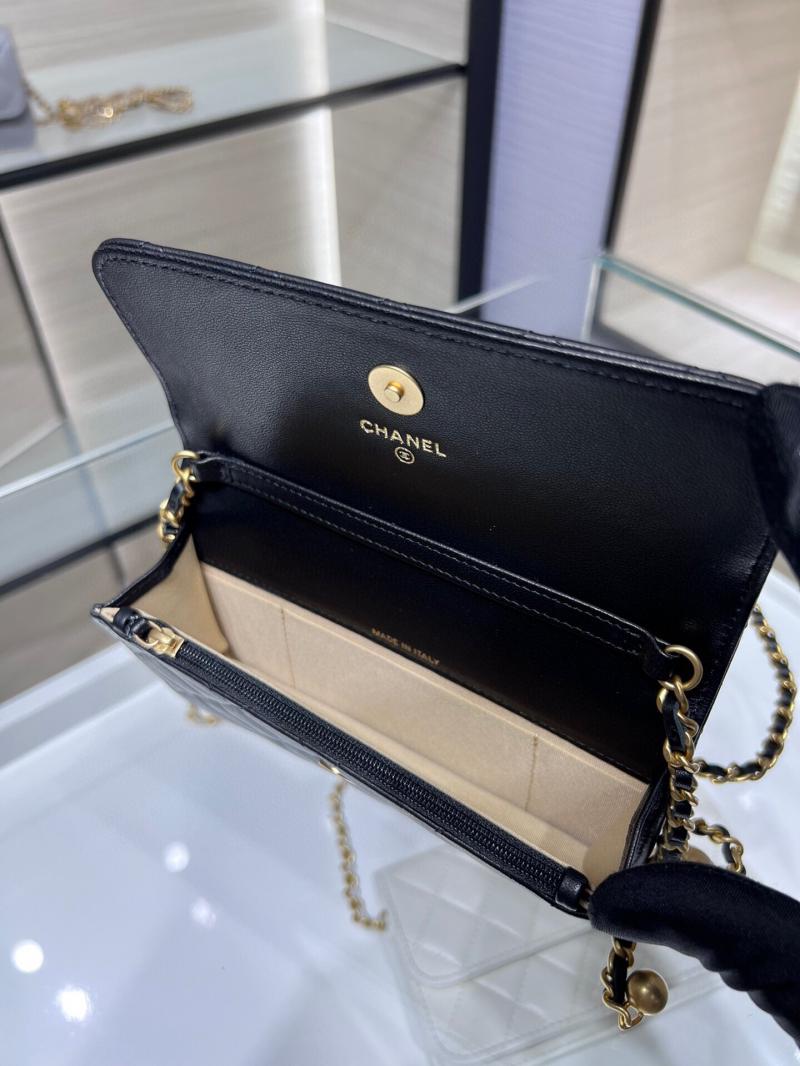 Chanel Lambskin Chain Wallet AP3071 Black