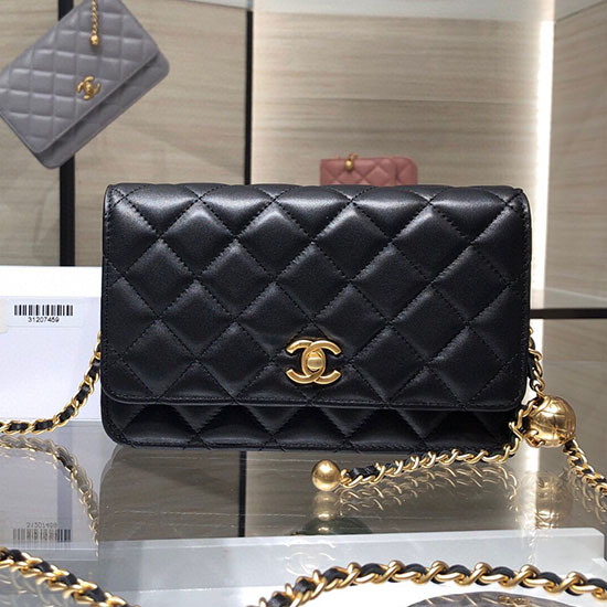 Chanel Lambskin WOC Chain Wallet AP1450 Black