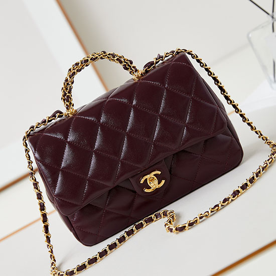 Chanel Mini Flap Bag With Top Handle AS5043 Burgundy