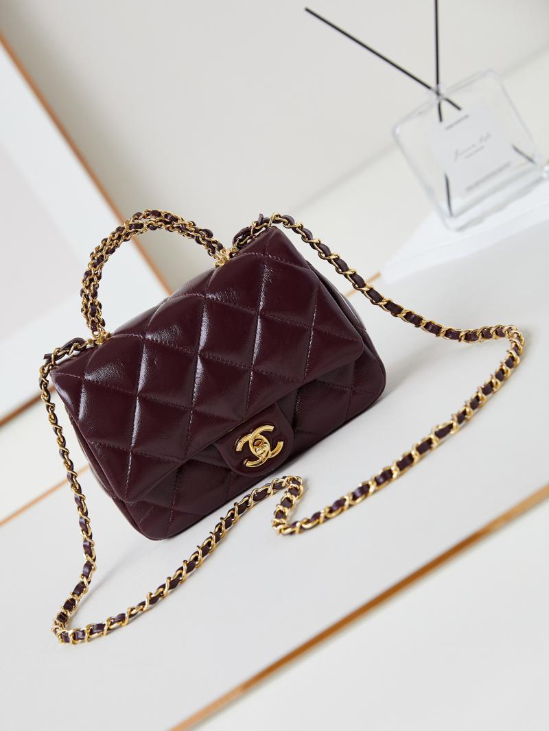 Chanel Mini Flap Bag with Top Handle AS5032 Burgundy