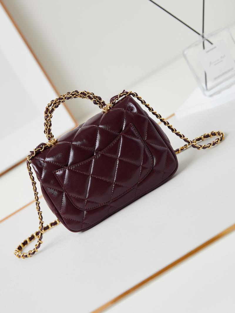 Chanel Mini Flap Bag with Top Handle AS5032 Burgundy