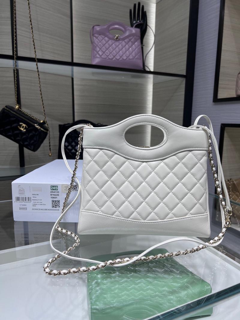 Chanel Shiny Lambskin 31 Mini Shopping Bag AS4133 White