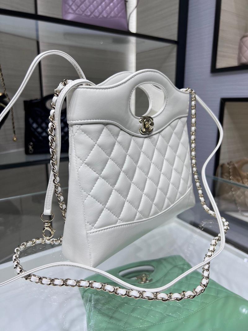 Chanel Shiny Lambskin 31 Mini Shopping Bag AS4133 White