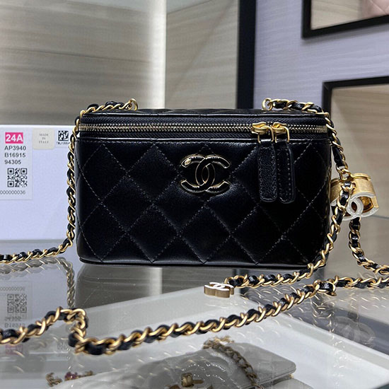 Chanel Vanity Case With Chain AP3940 Black