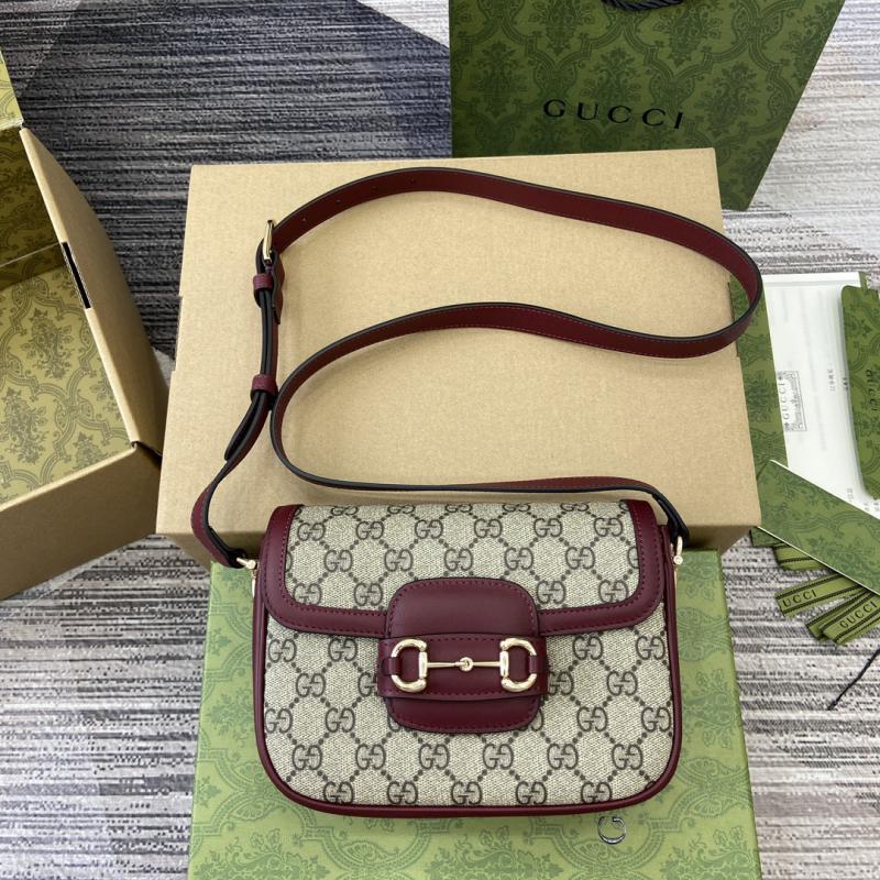 Gucci Horsebit 1955 Leather Mini Shoulder Bag 815205 Burgundy