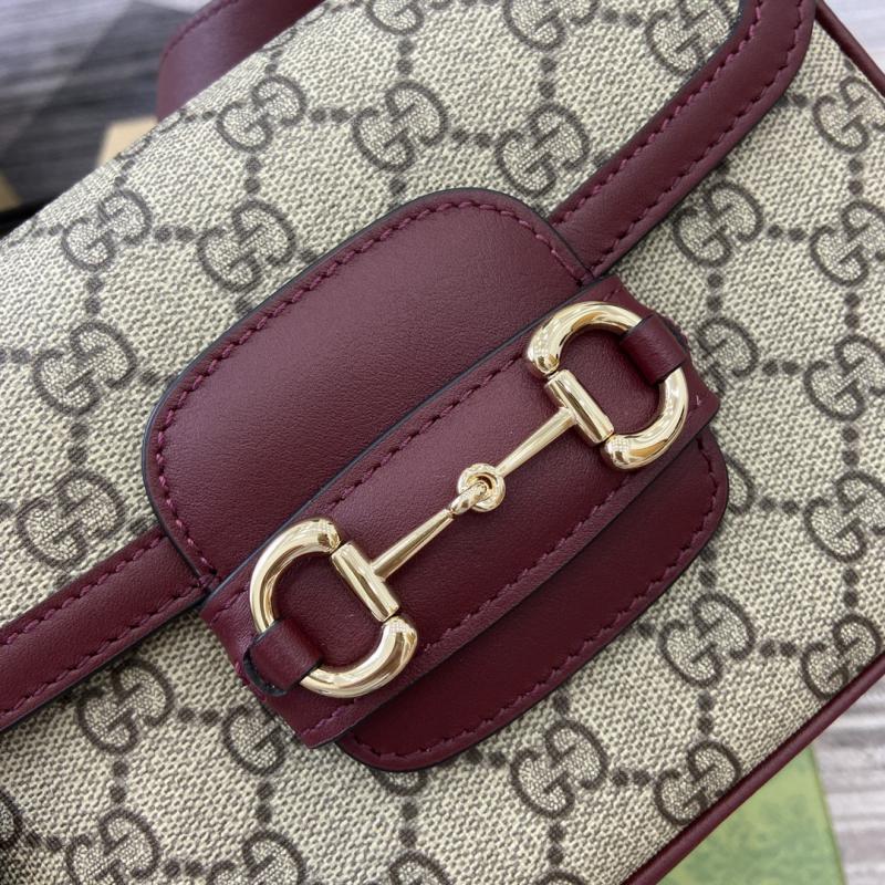 Gucci Horsebit 1955 Leather Mini Shoulder Bag 815205 Burgundy