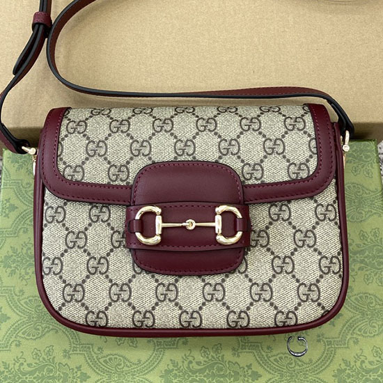 Gucci Horsebit 1955 Leather Mini Shoulder Bag 815205 Burgundy