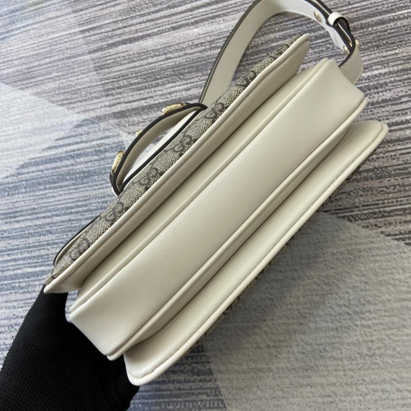 Gucci Horsebit 1955 Small Shoulder Bag 815178 White