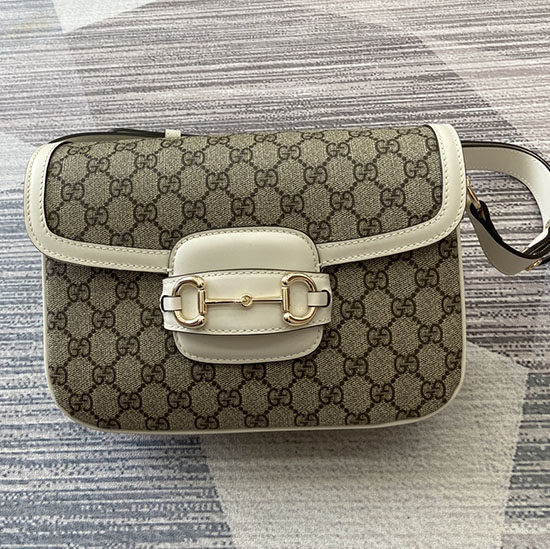 Gucci Horsebit 1955 Small Shoulder Bag 815178 White