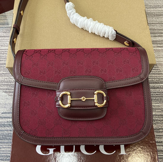 Gucci Horsebit 1955 Small Shoulder Bag Burgundy 602204