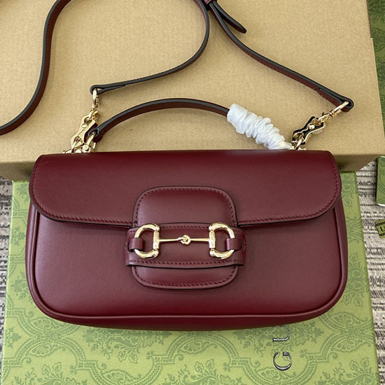 Gucci Horsebit 1955 Leather Small Top Handle Bag 815206 Burgundy