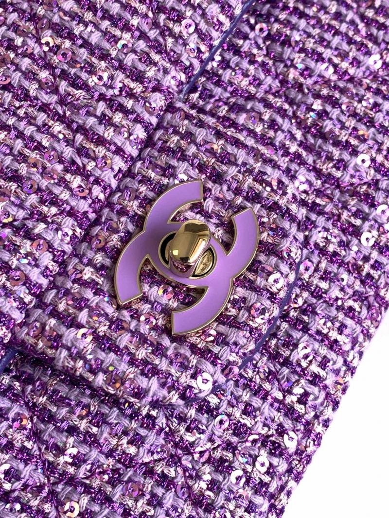 Small Chanel Sequins Tweed Flap Bag CF2420 Purple