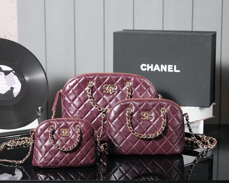 Chanel Lambskin Small Tote AS5130 Burgundy